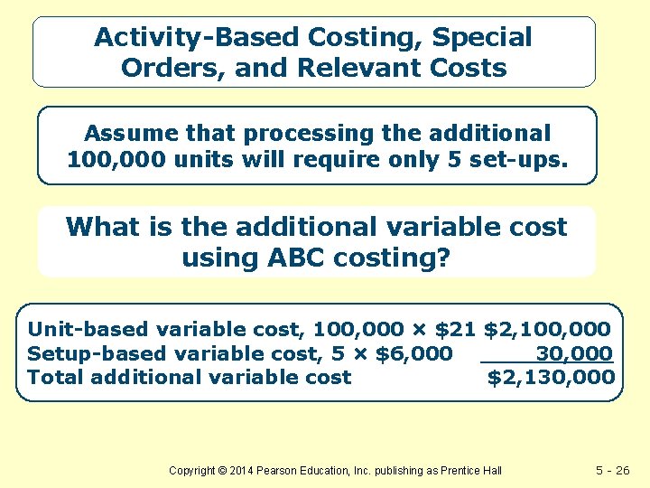 Activity-Based Costing, Special Orders, and Relevant Costs Assume that processing the additional 100, 000