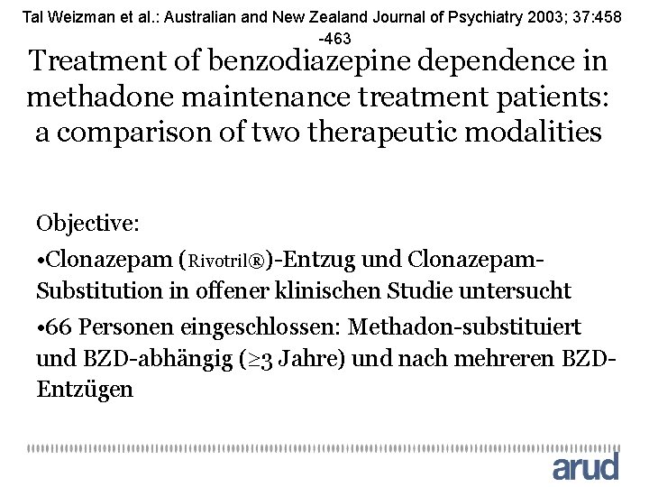 Tal Weizman et al. : Australian and New Zealand Journal of Psychiatry 2003; 37: