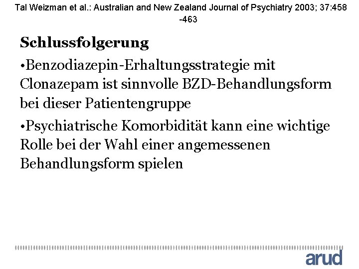 Tal Weizman et al. : Australian and New Zealand Journal of Psychiatry 2003; 37: