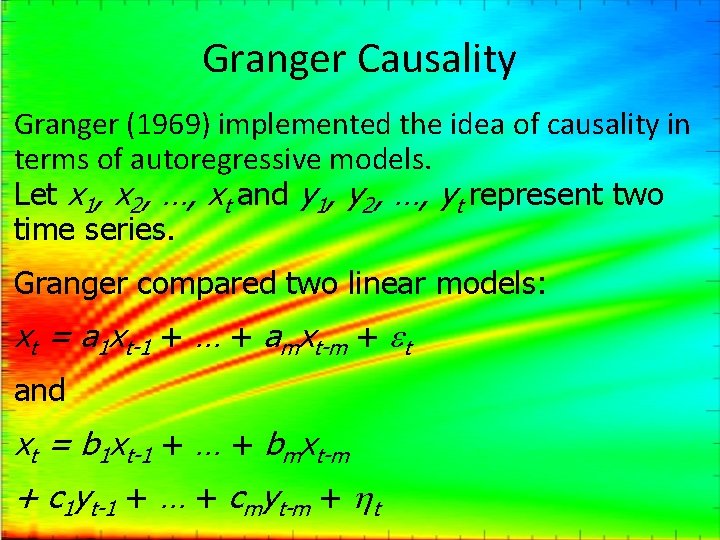 Granger Causality Granger (1969) implemented the idea of causality in terms of autoregressive models.