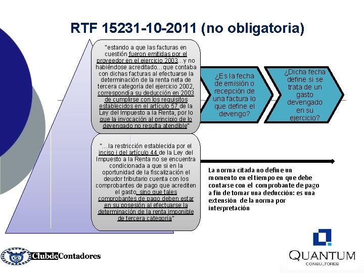 RTF 15231 -10 -2011 (no obligatoria) “estando a que las facturas en cuestión fueron