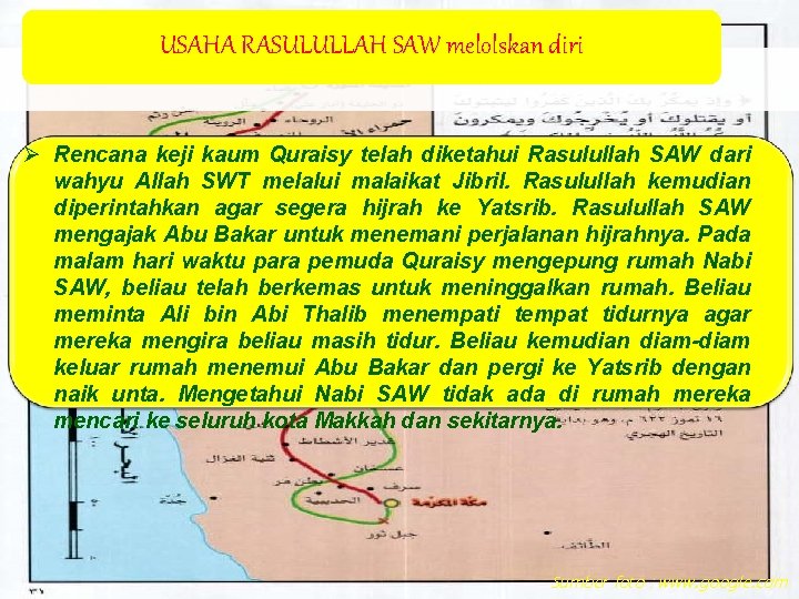 USAHA RASULULLAH SAW melolskan diri Ø Rencana keji kaum Quraisy telah diketahui Rasulullah SAW