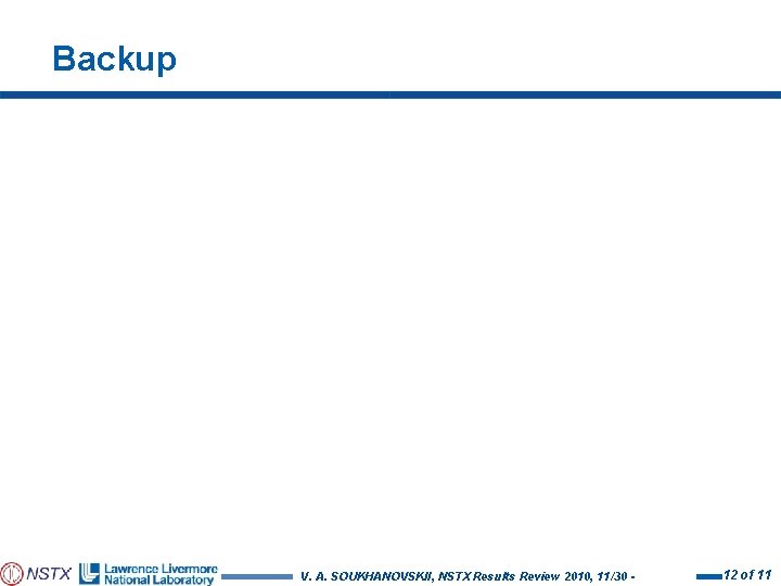 Backup V. A. SOUKHANOVSKII, NSTX Results Review 2010, 11/30 - 12 of 11 