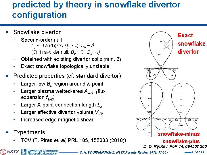 predicted by theory in snowflake divertor configuration § Snowflake divertor • Second-order null •