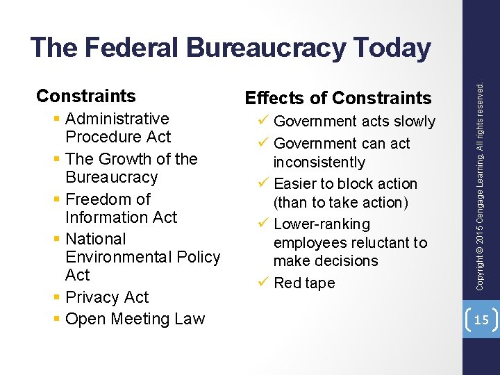 Constraints § Administrative Procedure Act § The Growth of the Bureaucracy § Freedom of