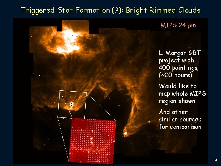 Triggered Star Formation (? ): Bright Rimmed Clouds MIPS 24 µm L. Morgan GBT
