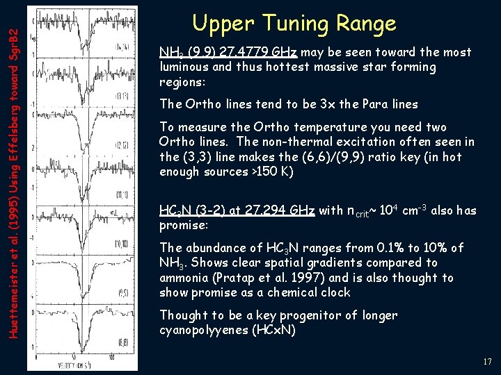 Huettemeister et al. (1995) Using Effelsberg toward Sgr. B 2 Upper Tuning Range NH