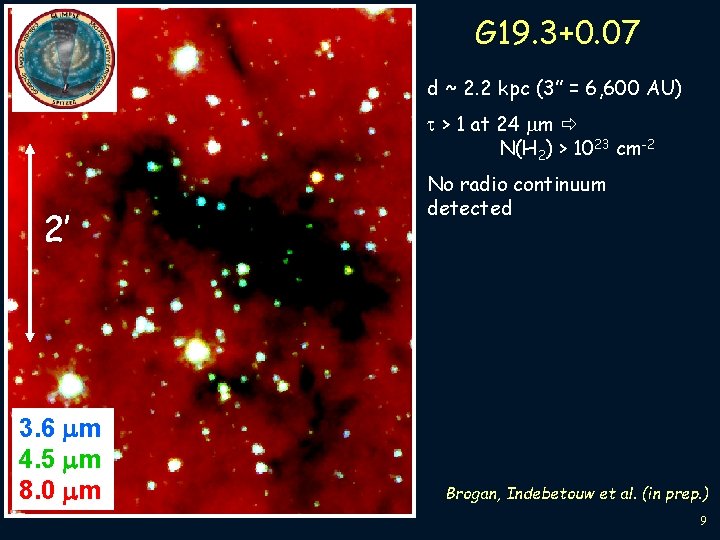 G 19. 3+0. 07 d ~ 2. 2 kpc (3” = 6, 600 AU)