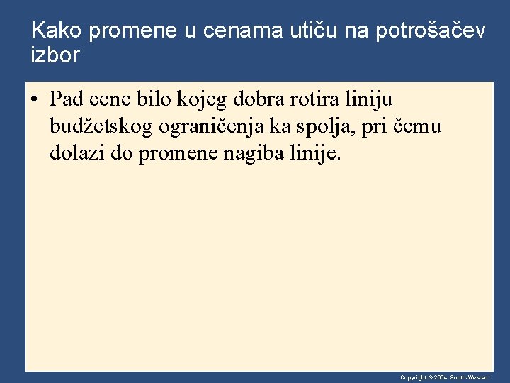 Kako promene u cenama utiču na potrošačev izbor • Pad cene bilo kojeg dobra