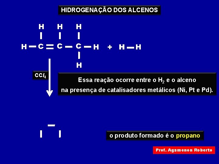 HIDROGENAÇÃO DOS ALCENOS H H C C C H + H H H CCl