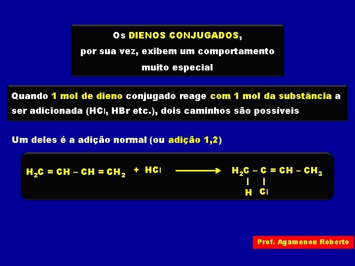 Os DIENOS CONJUGADOS, por sua vez, exibem um comportamento muito especial Quando 1 mol Os DIENOS CONJUGADOS, por sua vez, exibem um comportamento muito especial Quando 1 mol