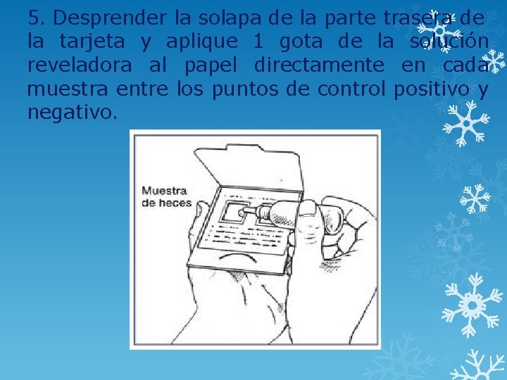 5. Desprender la solapa de la parte trasera de la tarjeta y aplique 1