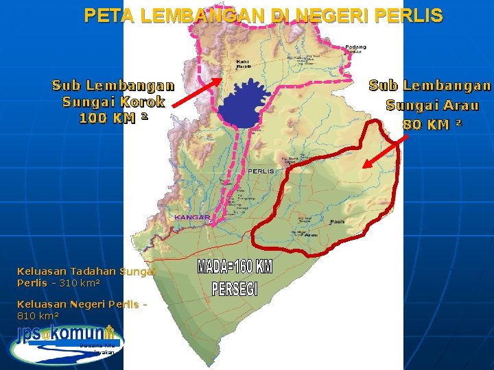 PETA LEMBANGAN DI NEGERI PERLIS Sub Lembangan Sungai Korok 100 KM ² Keluasan Tadahan