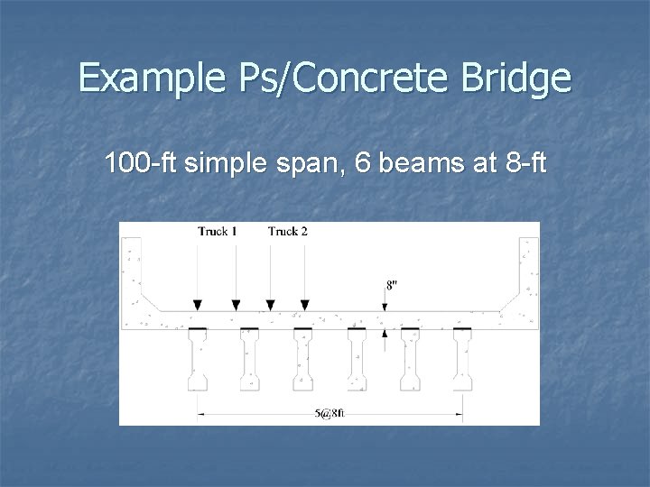 Example Ps/Concrete Bridge 100 -ft simple span, 6 beams at 8 -ft 