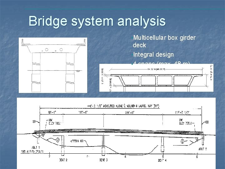 Bridge system analysis • Multicellular box girder deck • Integral design • 4 spans