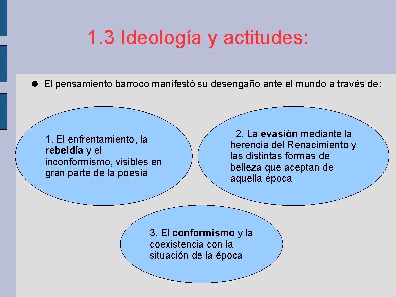 1. 3 Ideología y actitudes: El pensamiento barroco manifestó su desengaño ante el mundo