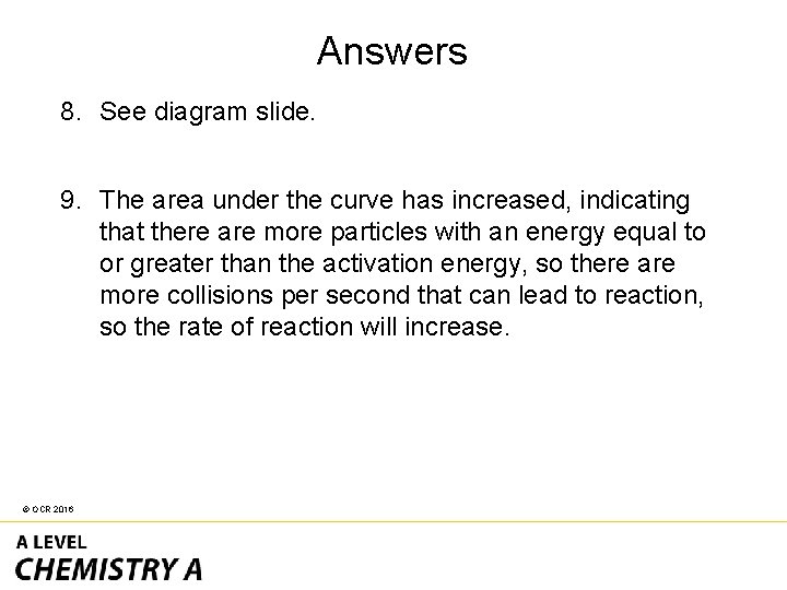 Answers 8. See diagram slide. 9. The area under the curve has increased, indicating