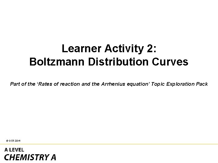 Learner Activity 2: Boltzmann Distribution Curves Part of the ‘Rates of reaction and the