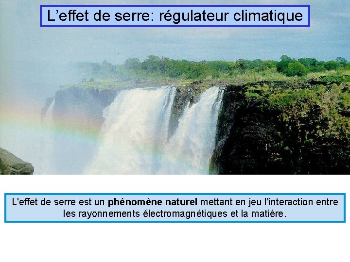 L’effet de serre: régulateur climatique L'effet de serre est un phénomène naturel mettant en