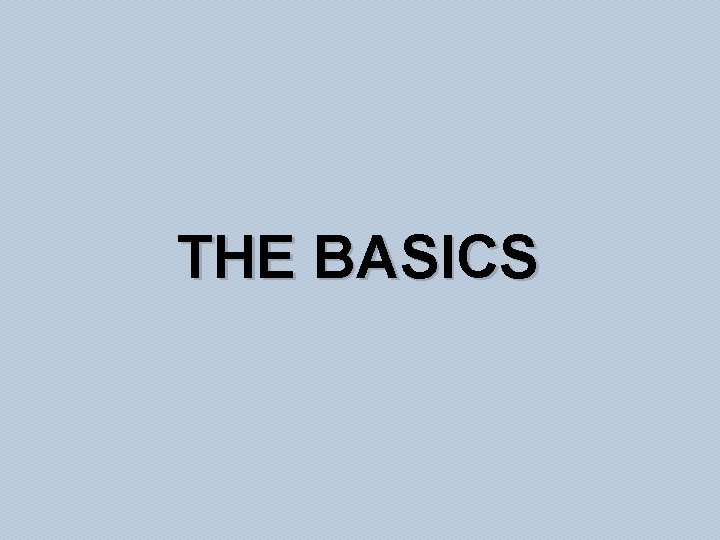 THE BASICS 