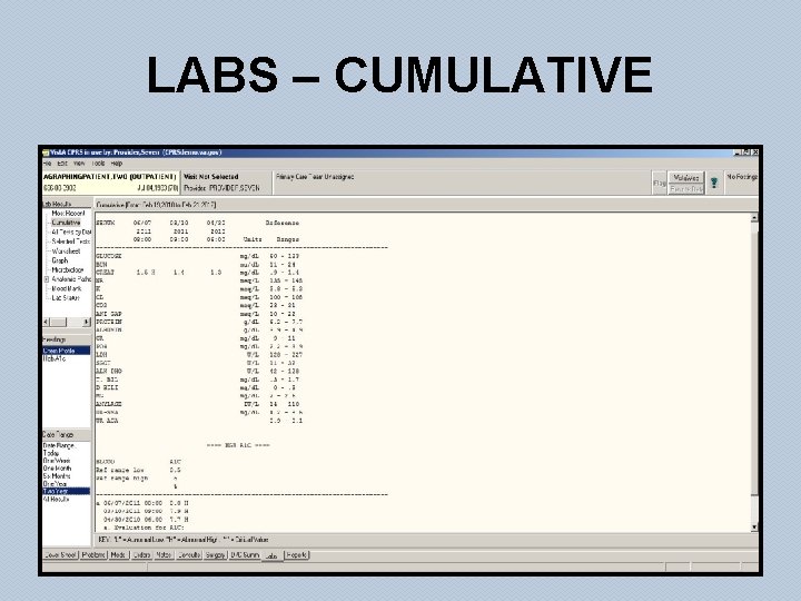 LABS – CUMULATIVE 