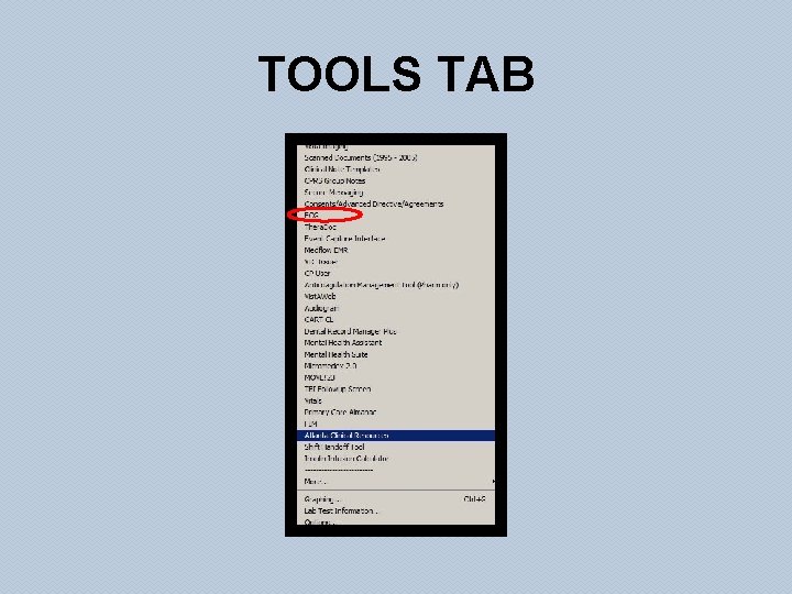 TOOLS TAB 