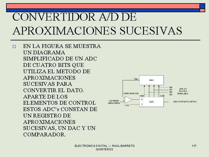 CONVERTIDOR A/D DE APROXIMACIONES SUCESIVAS o EN LA FIGURA SE MUESTRA UN DIAGRAMA SIMPLIFICADO