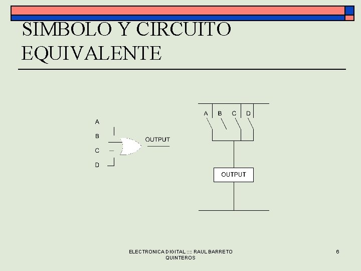 SIMBOLO Y CIRCUITO EQUIVALENTE ELECTRONICA DIGITAL : : RAUL BARRETO QUINTEROS 6 