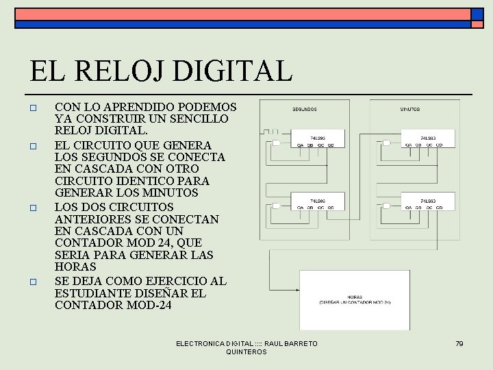 EL RELOJ DIGITAL o o CON LO APRENDIDO PODEMOS YA CONSTRUIR UN SENCILLO RELOJ