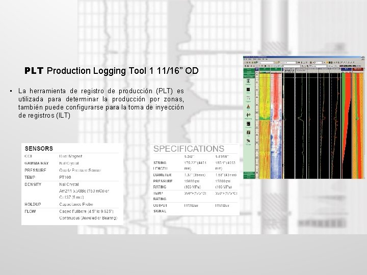 PLT Production Logging Tool 1 11/16” OD • La herramienta de registro de producción