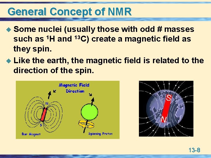 General Concept of NMR u Some nuclei (usually those with odd # masses such