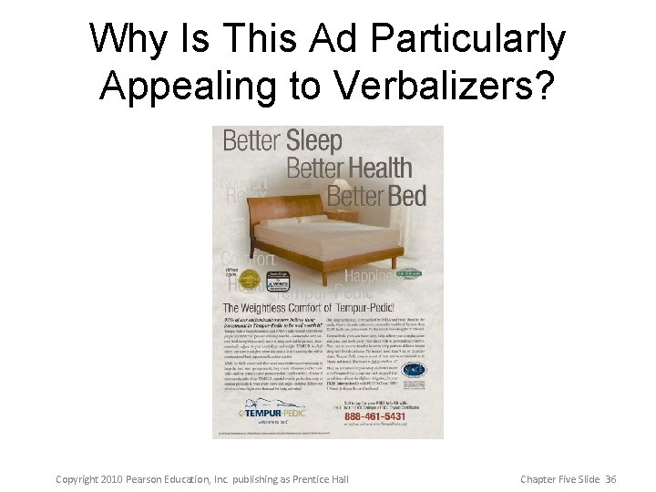 Why Is This Ad Particularly Appealing to Verbalizers? Copyright 2010 Pearson Education, Inc. publishing