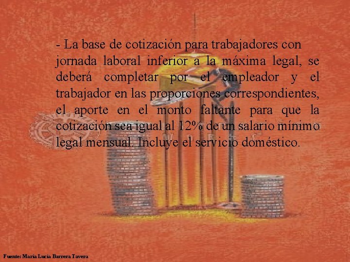  - La base de cotización para trabajadores con jornada laboral inferior a la