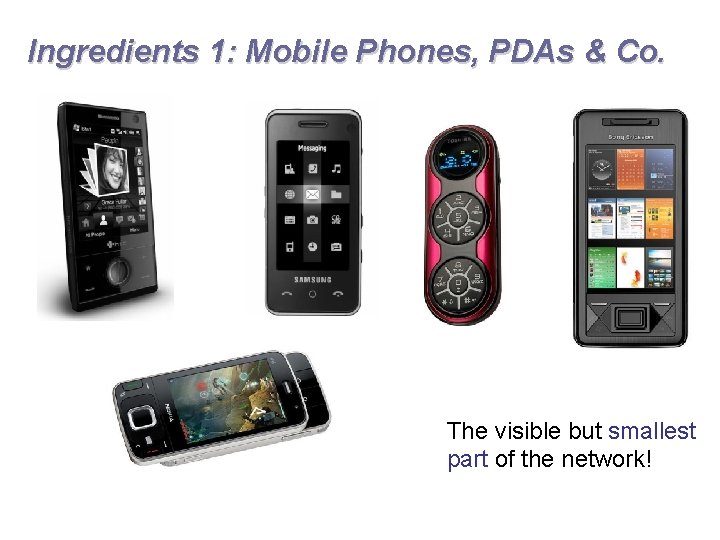 Ingredients 1: Mobile Phones, PDAs & Co. The visible but smallest part of the