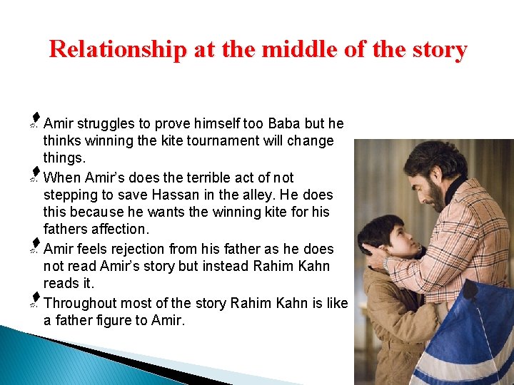 Relationship at the middle of the story Amir struggles to prove himself too Baba