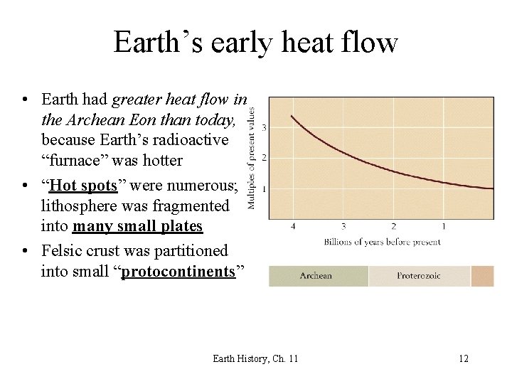 Earth’s early heat flow • Earth had greater heat flow in the Archean Eon