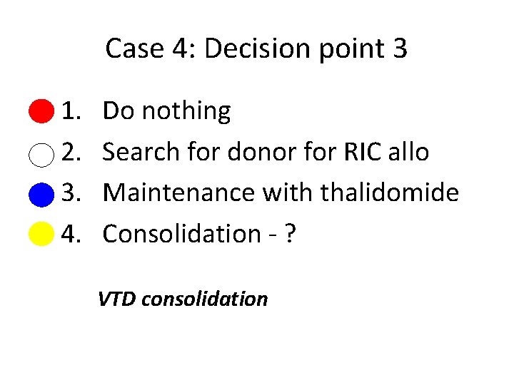 Case 4: Decision point 3 1. 2. 3. 4. Do nothing Search for donor