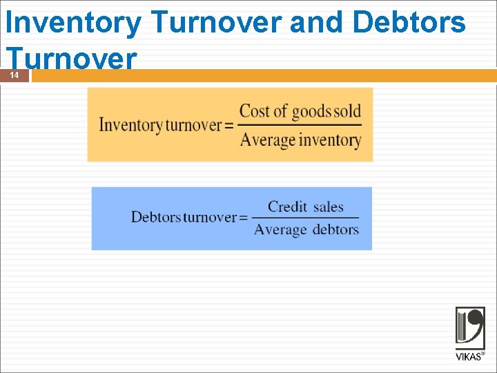 Inventory Turnover and Debtors Turnover 14 