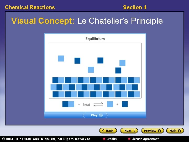 Chemical Reactions Section 4 Visual Concept: Le Chatelier’s Principle 