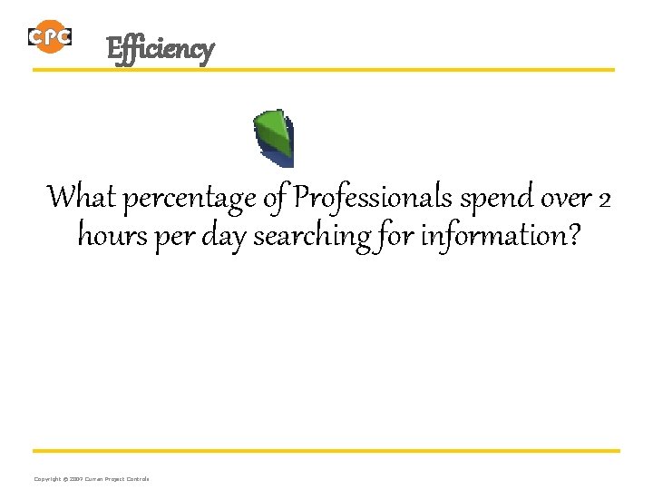 Efficiency What percentage of Professionals spend over 2 hours per day searching for information?