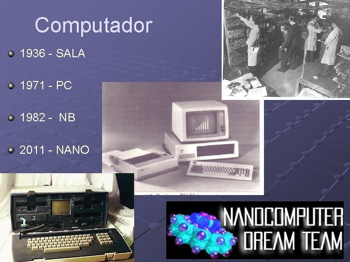 Computador 1936 - SALA 1971 - PC 1982 - NB 2011 - NANO 