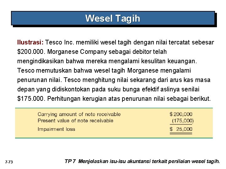 Wesel Tagih Ilustrasi: Tesco Inc. memiliki wesel tagih dengan nilai tercatat sebesar $200. 000.