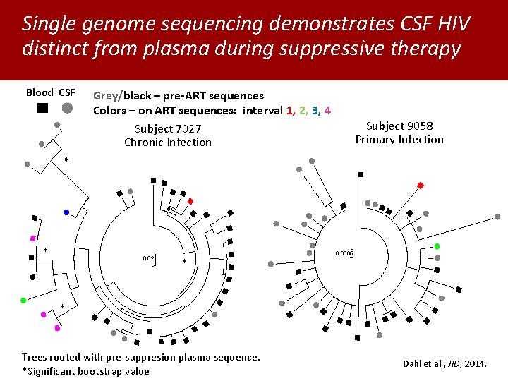 Single genome sequencing demonstrates CSF HIV distinct from plasma during suppressive therapy Blood CSF