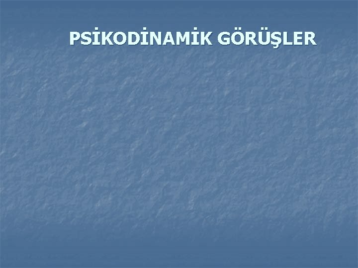 PSİKODİNAMİK GÖRÜŞLER 