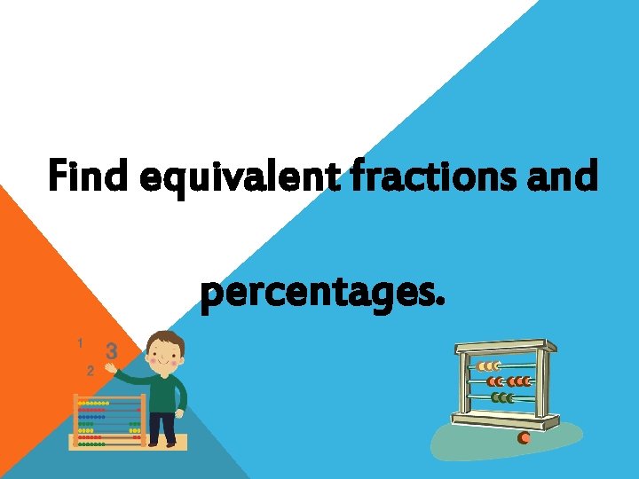 Find equivalent fractions and percentages. 