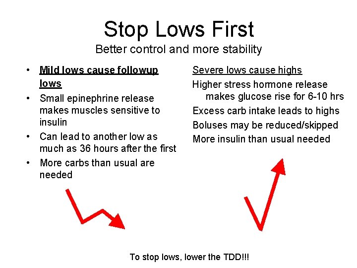 Stop Lows First Better control and more stability • Mild lows cause followup lows