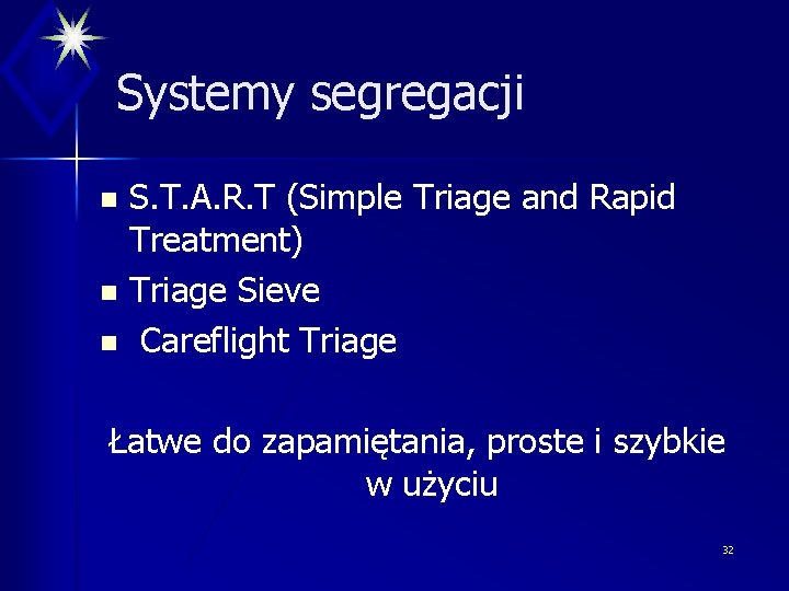 Systemy segregacji S. T. A. R. T (Simple Triage and Rapid Treatment) n Triage