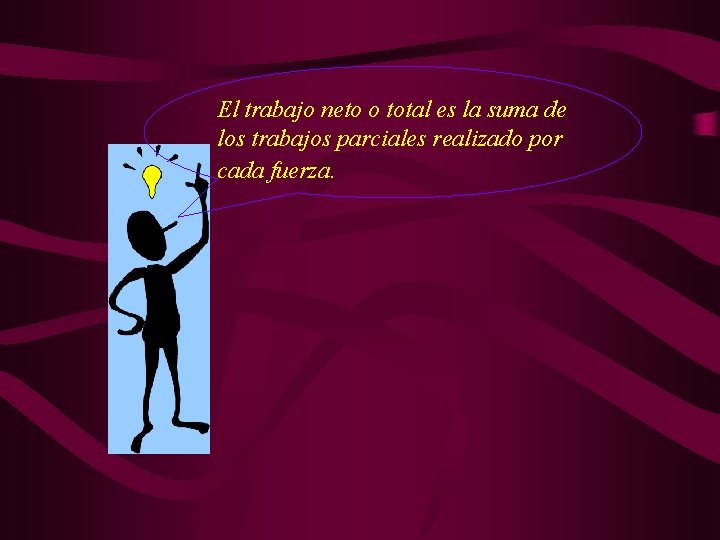 El trabajo neto o total es la suma de los trabajos parciales realizado por