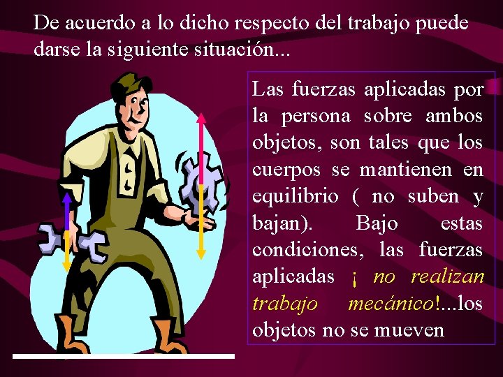 De acuerdo a lo dicho respecto del trabajo puede darse la siguiente situación. .