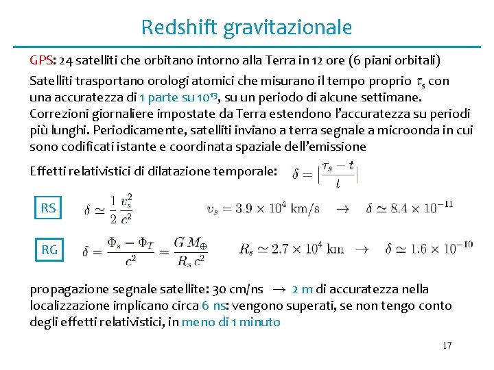 Redshift gravitazionale GPS: 24 satelliti che orbitano intorno alla Terra in 12 ore (6